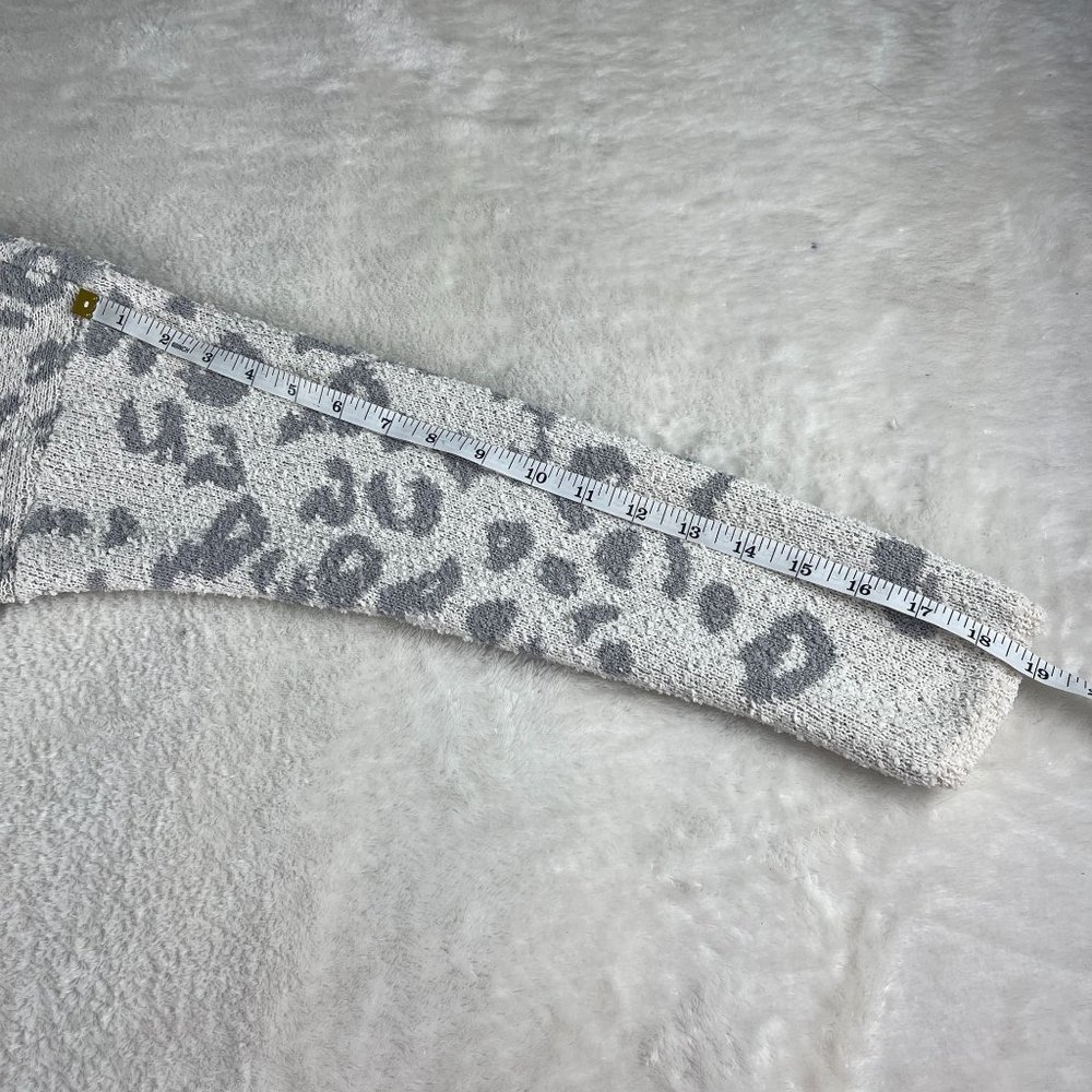 Knox Rose Leopard Print Knit Sweater Womens Size S Off White Gray V Neck Side Sp - Picture 8 of 15